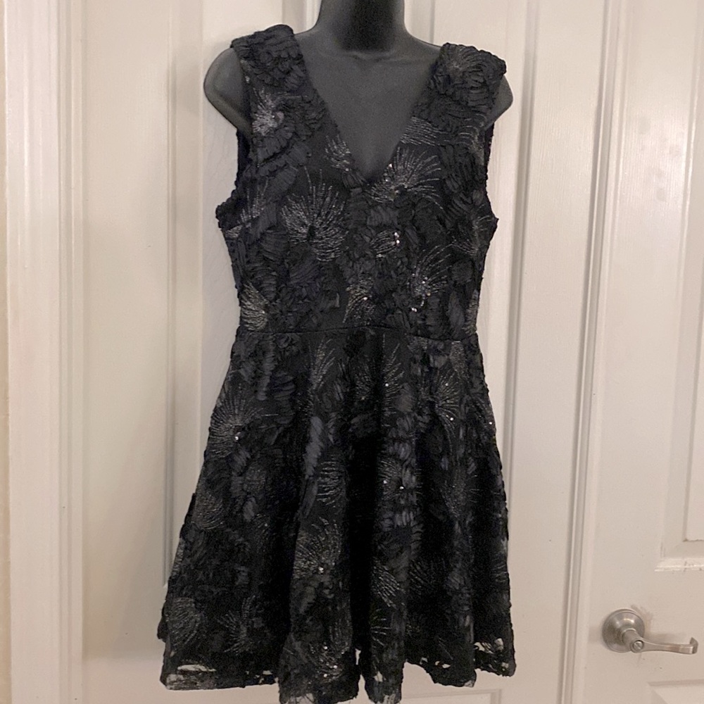 New Black Holiday Dress shear with lining and sparkly beading